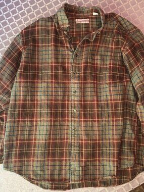 Fieldmaster Mens XL Plaid Flannel Shirt 100% Cotton Button Down